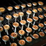 close-up photography of yellow typewriter