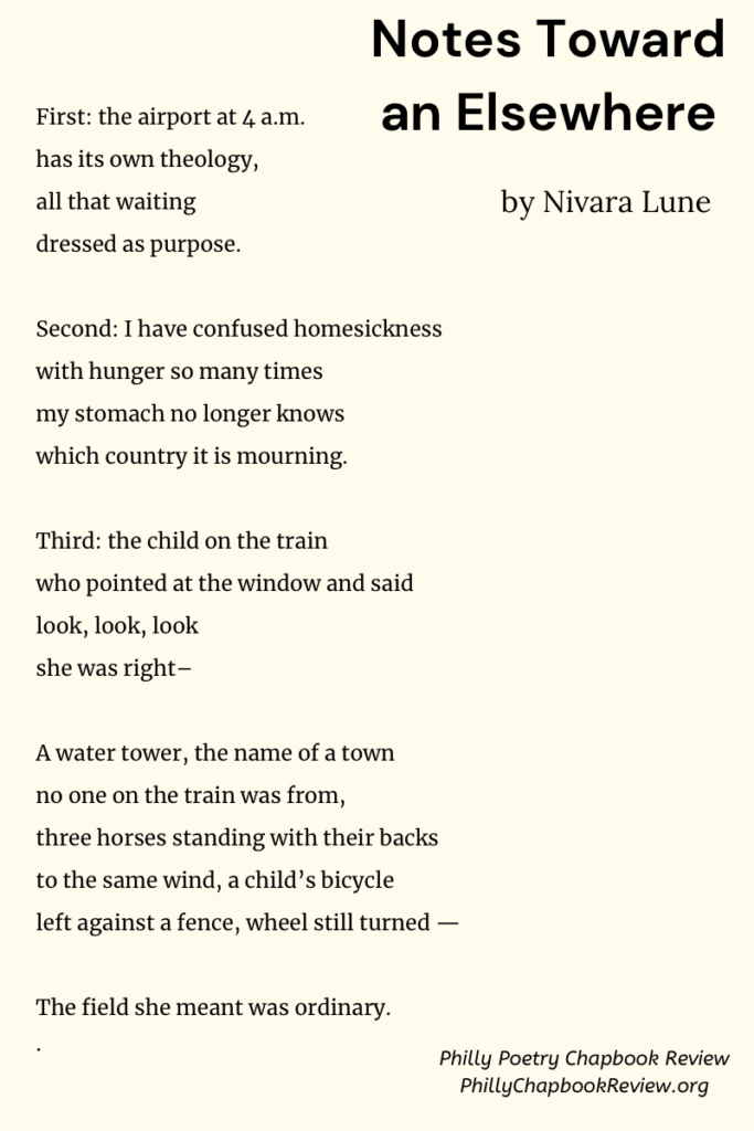 "Notes Toward an Elsewhere" by Nivara Lune